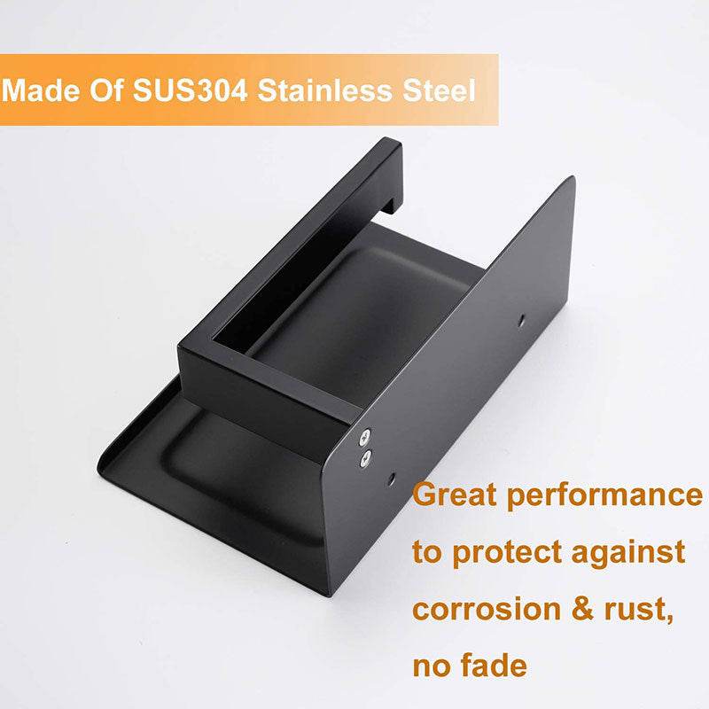 Black 304 Stainless Steel Toilet Cell Phone Paper Towel Holder - Mubimart
