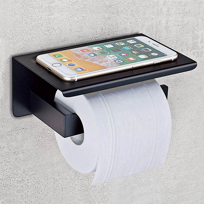 Black 304 Stainless Steel Toilet Cell Phone Paper Towel Holder - Mubimart