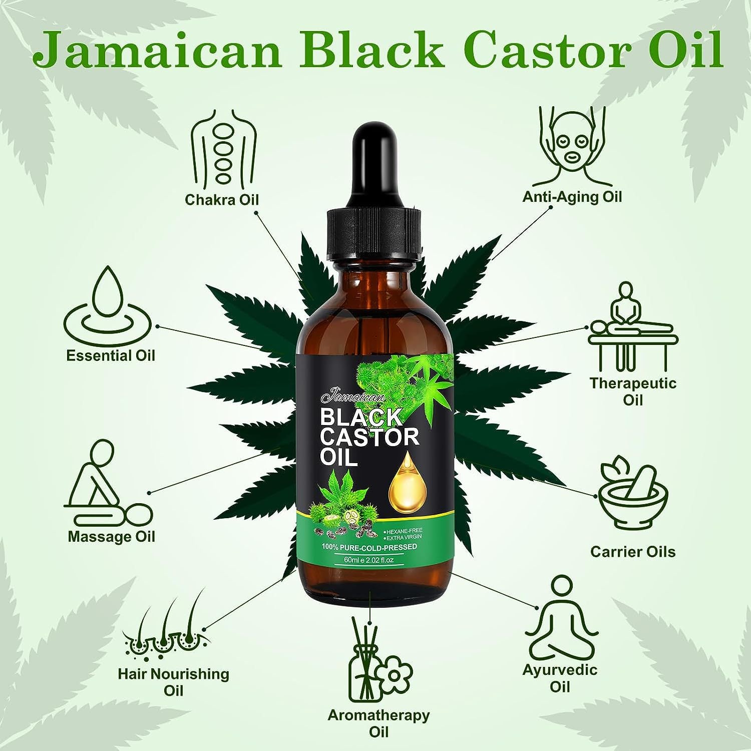 Black Castor Oil Massage Oil Hair Care Essential Oil Cross-border - Mubimart -  