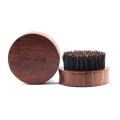 Black Gold Sandalwood Round Boar Bristles Beard Brush - Mubimart -  