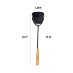 Black Pig Iron Spatula And Soup Spoon Household Non-stick Pan Long Handle Cooking Chef Shovel Colander Beech Handle Classical Kitchenware Set - Mubimart -  