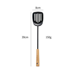 Black Pig Iron Spatula And Soup Spoon Household Non-stick Pan Long Handle Cooking Chef Shovel Colander Beech Handle Classical Kitchenware Set - Mubimart -  