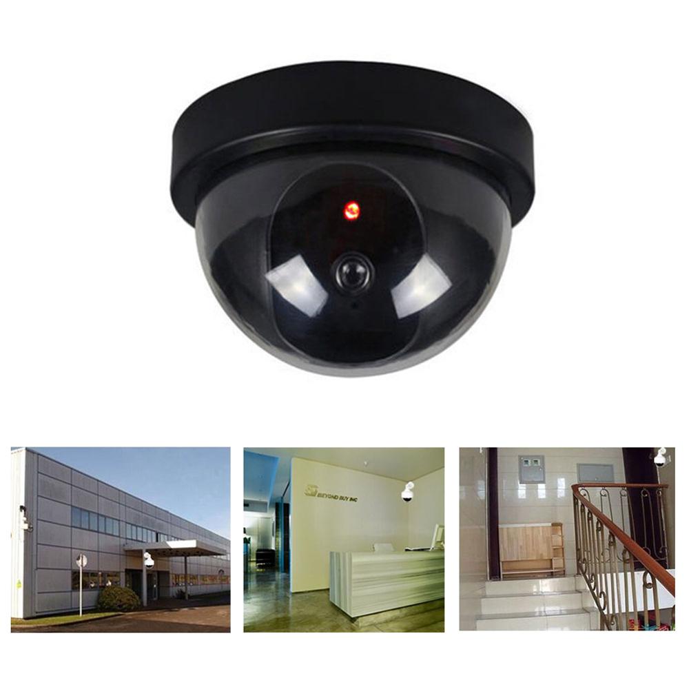 Black Plastic Smart Indoor Outdoor Dummy Home Dome Fake CCTV Security Camera With Flashing Red LED Light - Mubimart -  