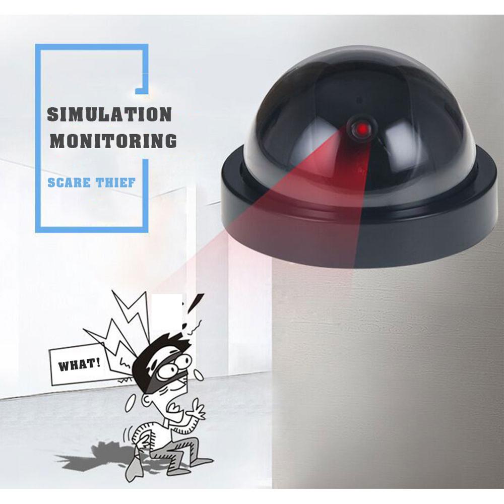 Black Plastic Smart Indoor Outdoor Dummy Home Dome Fake CCTV Security Camera With Flashing Red LED Light - Mubimart -  