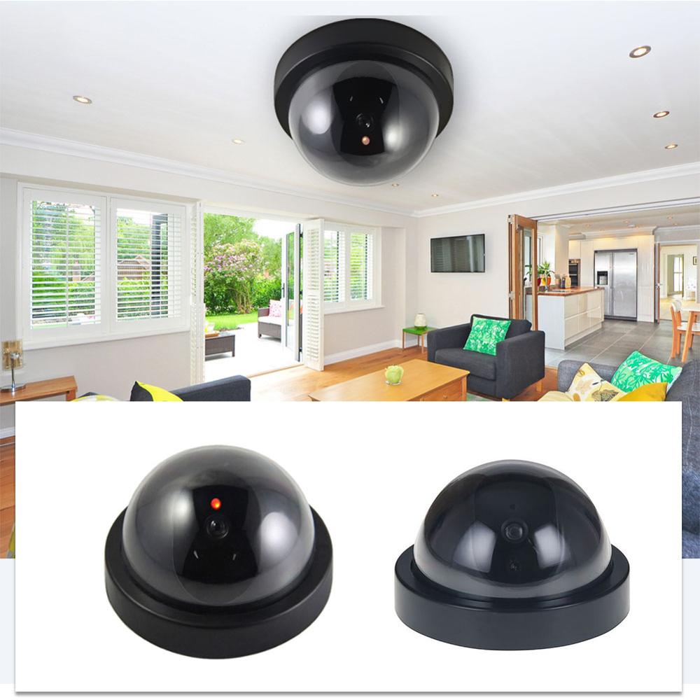 Black Plastic Smart Indoor Outdoor Dummy Home Dome Fake CCTV Security Camera With Flashing Red LED Light - Mubimart - Security Camera 