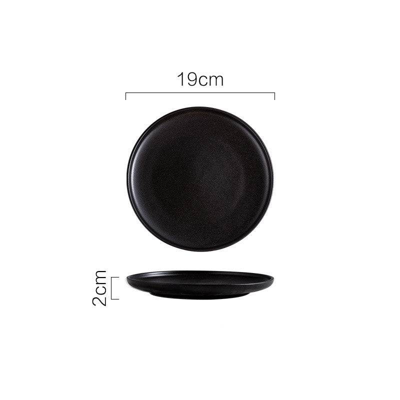 Black Plate, Ceramic Dish, Steak Plate - Mubimart