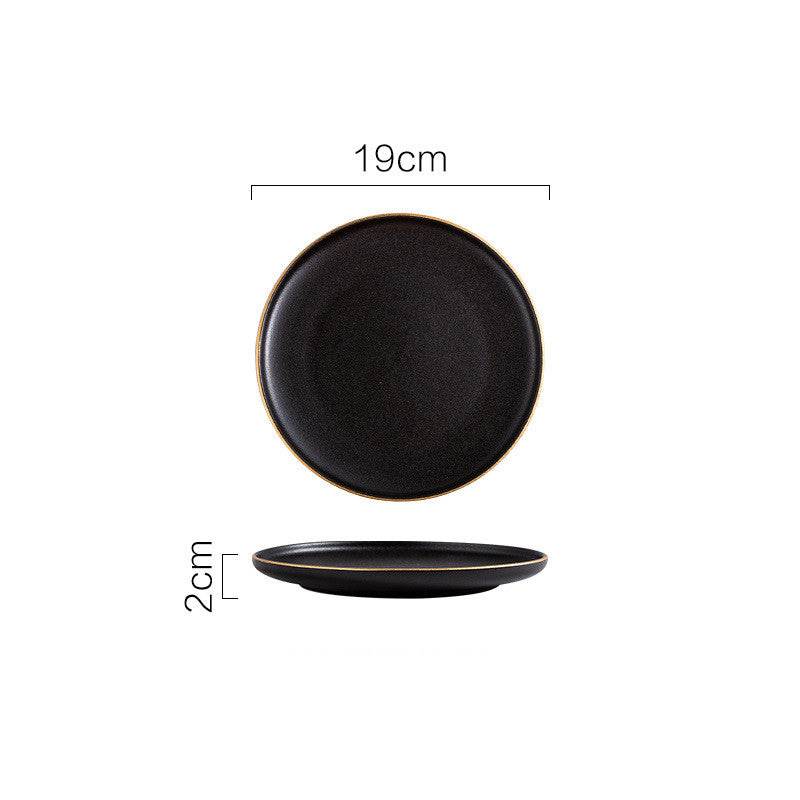 Black Plate, Ceramic Dish, Steak Plate - Mubimart