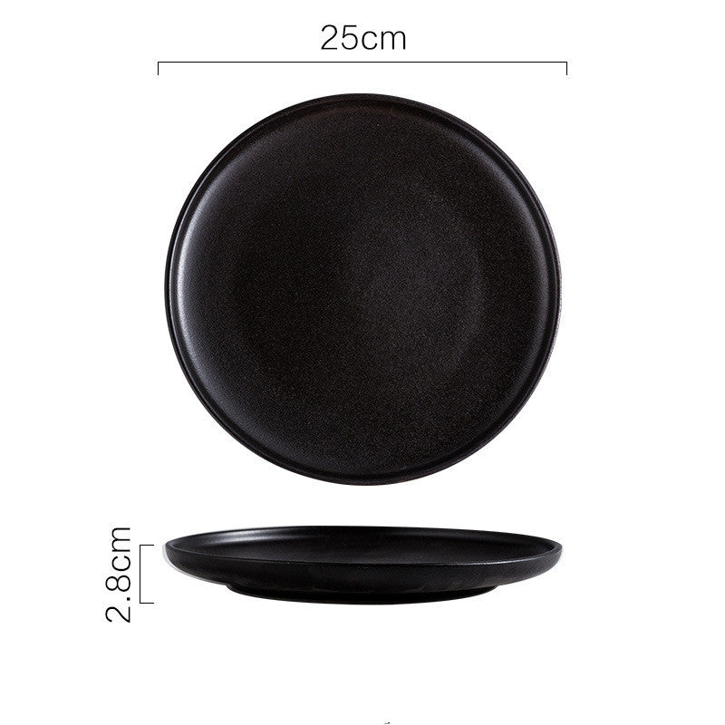 Black Plate, Ceramic Dish, Steak Plate - Mubimart -  