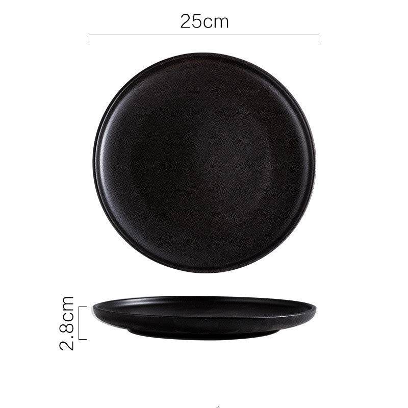 Black Plate, Ceramic Dish, Steak Plate - Mubimart
