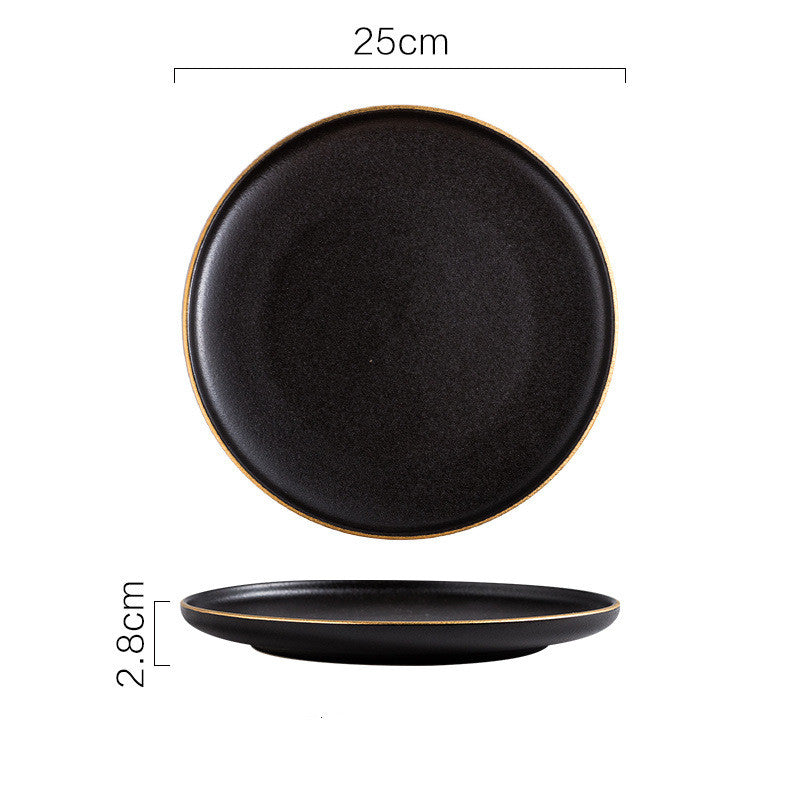 Black Plate, Ceramic Dish, Steak Plate - Mubimart -  