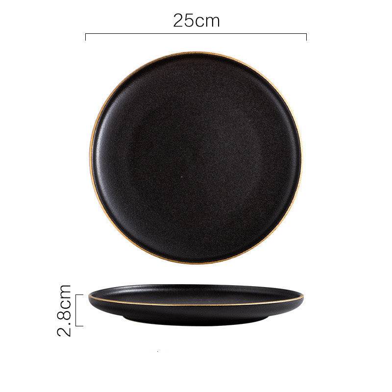 Black Plate, Ceramic Dish, Steak Plate - Mubimart