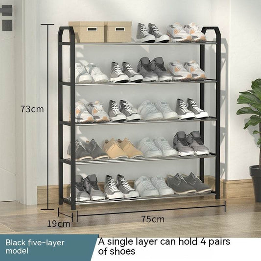 Black Simple Multi-layer Assembly Shoe Rack - Mubimart
