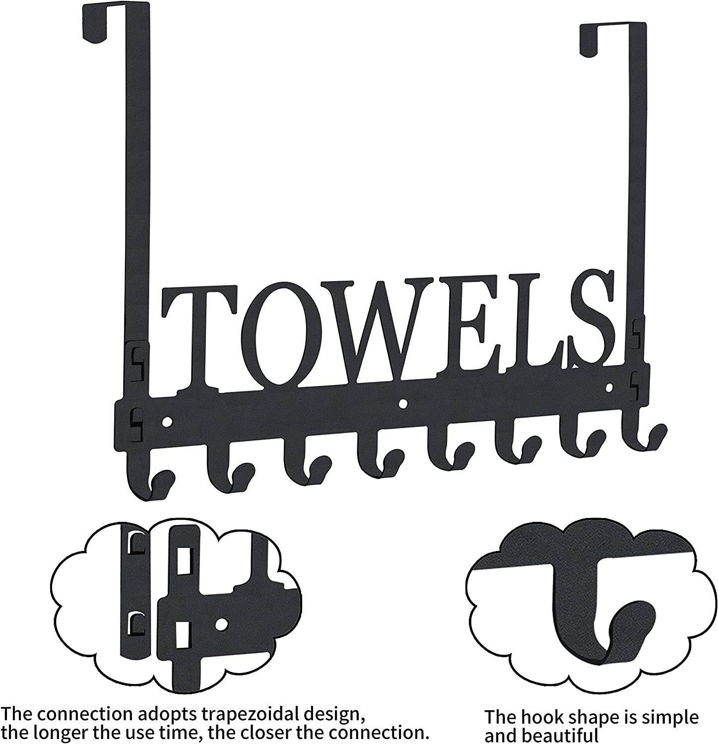 Black Towel Rear Door Hook Shower Door Rear Towel Rack Hook - Mubimart