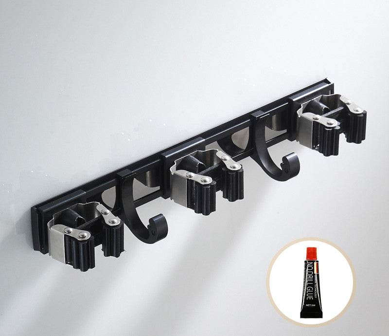 Black Wall Mount Mop Clip Mop Holder Stainless Steel - Mubimart