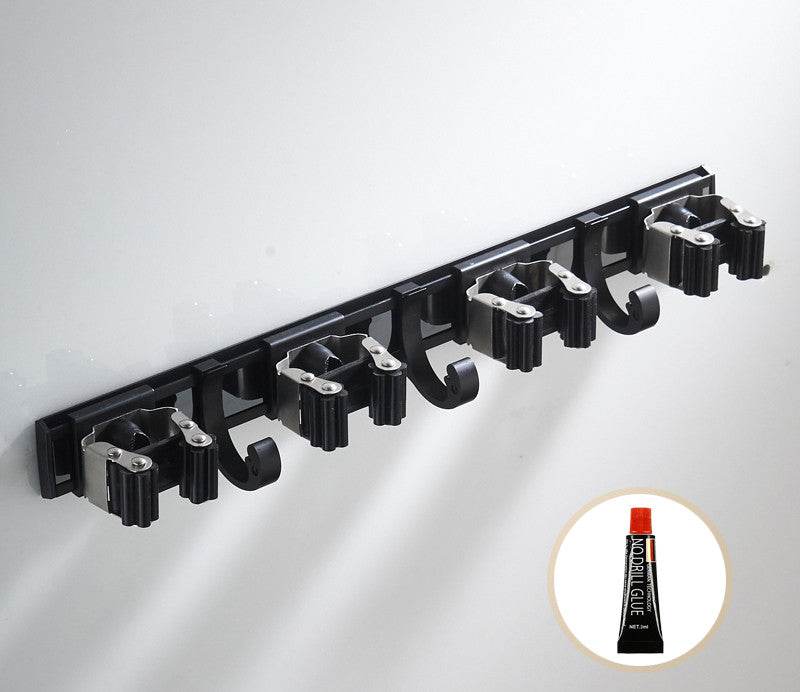 Black Wall Mount Mop Clip Mop Holder Stainless Steel - Mubimart