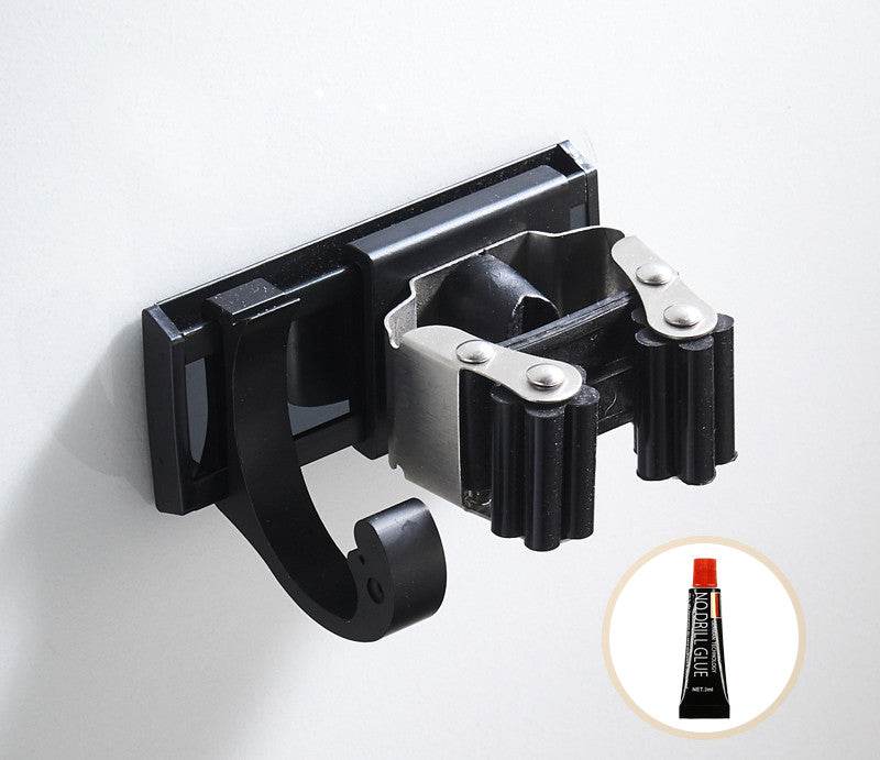 Black Wall Mount Mop Clip Mop Holder Stainless Steel - Mubimart