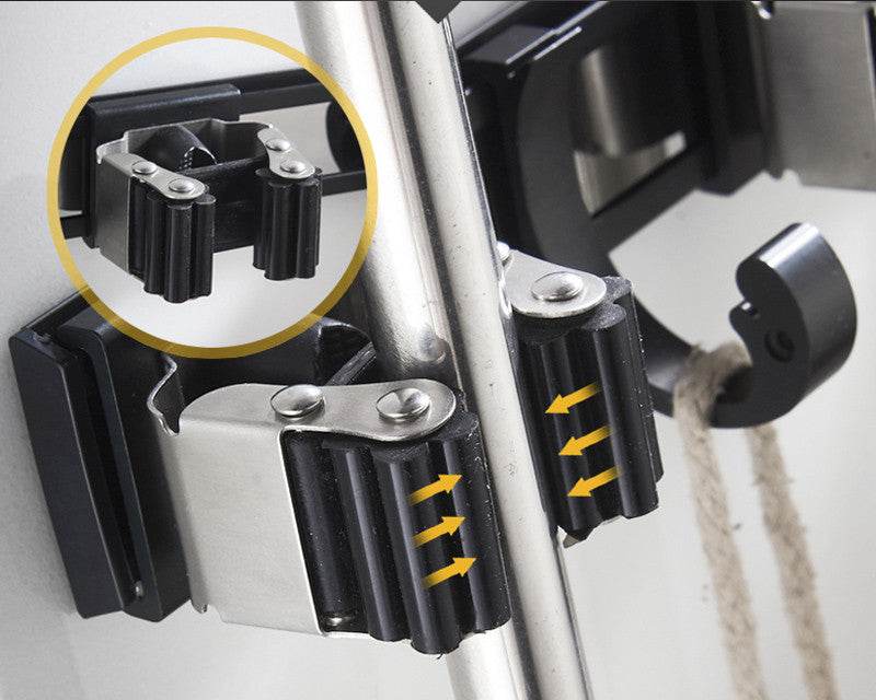 Black Wall Mount Mop Clip Mop Holder Stainless Steel - Mubimart