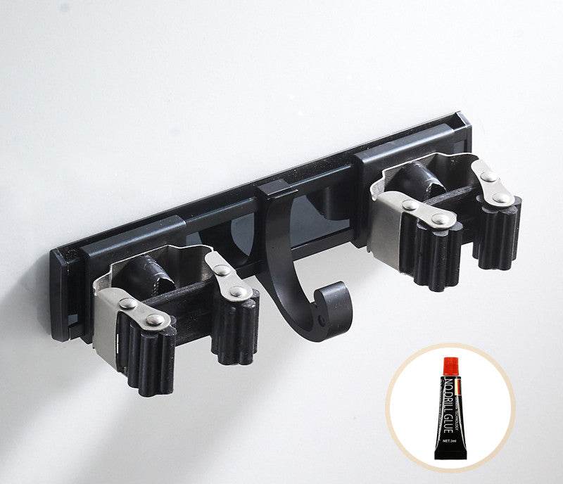 Black Wall Mount Mop Clip Mop Holder Stainless Steel - Mubimart
