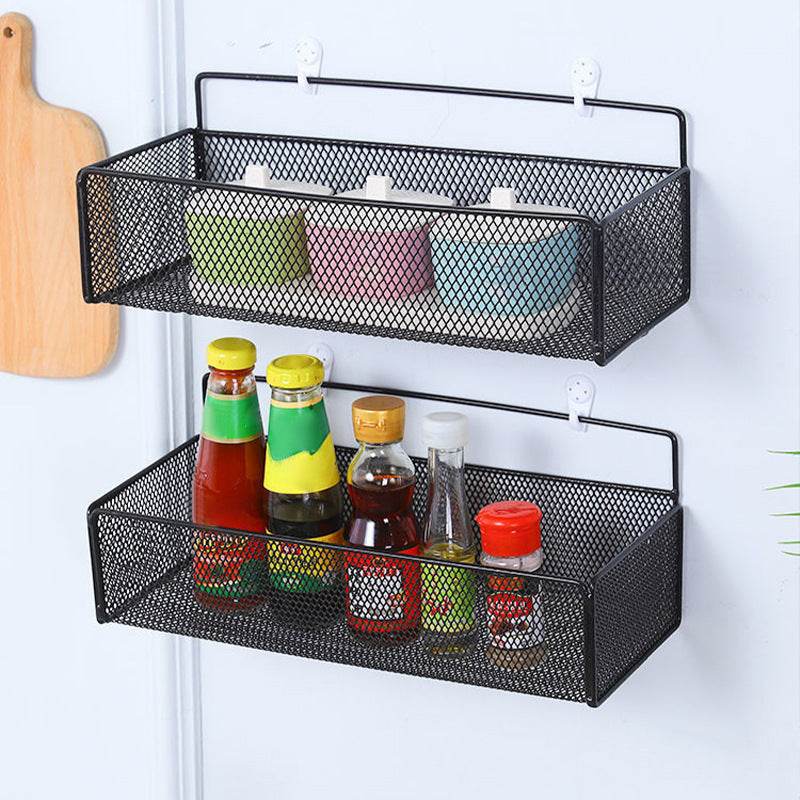 Black Wall-mounted Bathroom Shelf Shower Shampoo Rack Toilet - Mubimart