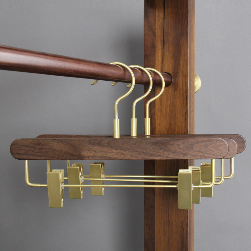 Black Walnut Solid Wood Brass Clothes Support Non-Slip Coat Hanger - Mubimart -  