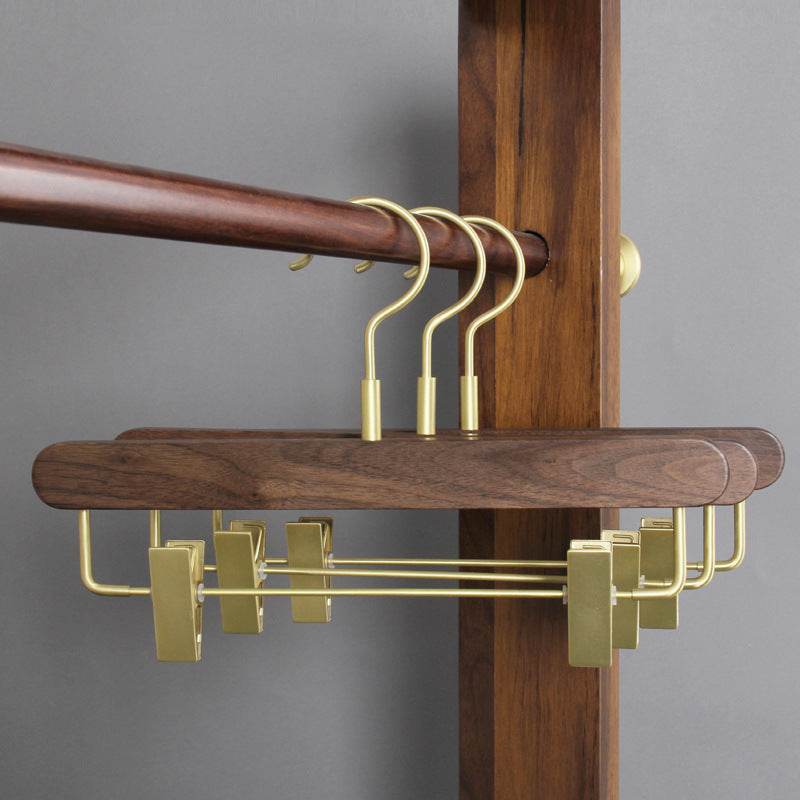 Black Walnut Solid Wood Brass Clothes Support Non-Slip Coat Hanger - Mubimart