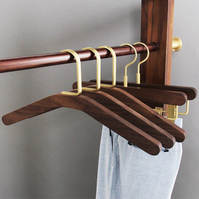 Black Walnut Solid Wood Brass Clothes Support Non-Slip Coat Hanger - Mubimart -  