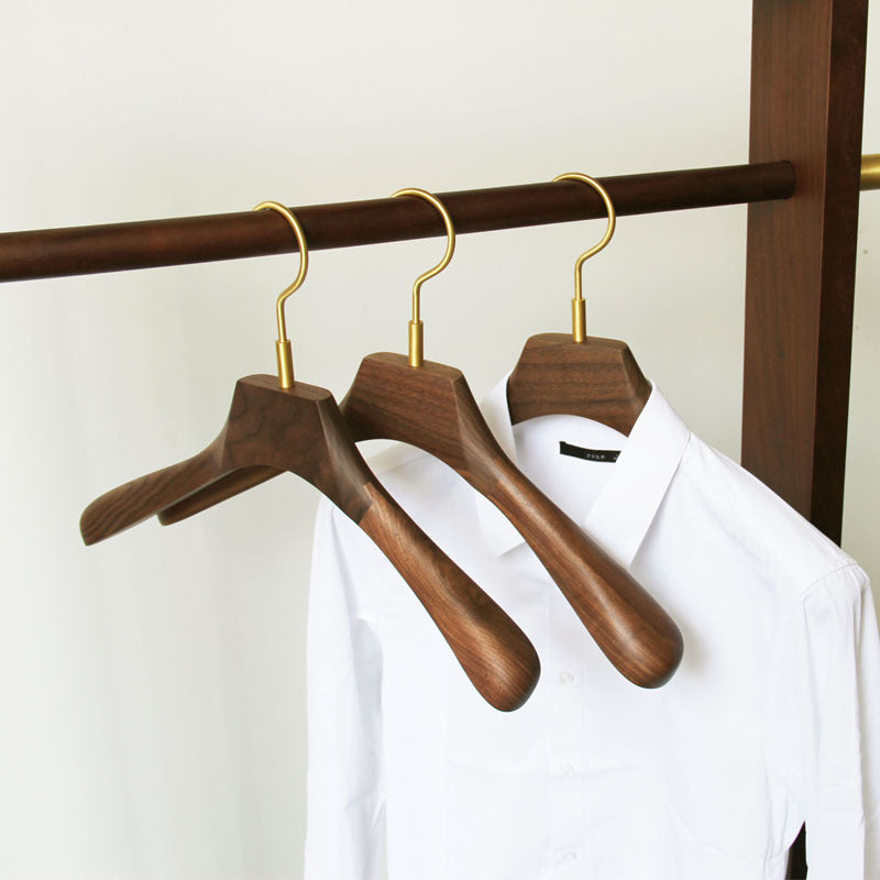 Black Walnut Solid Wood Brass Clothes Support Non-Slip Coat Hanger - Mubimart -  