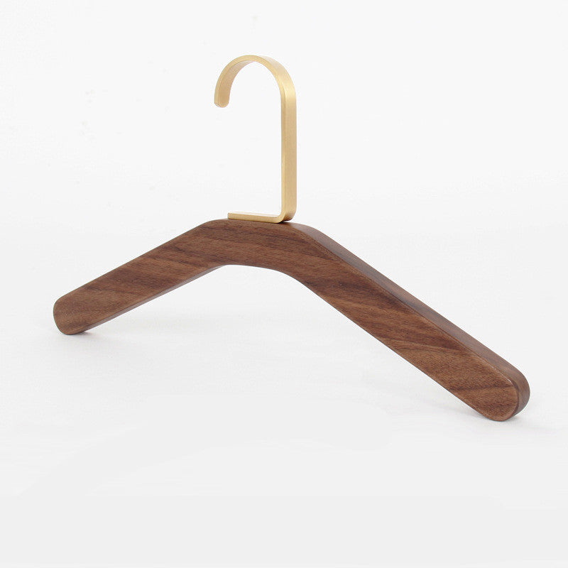 Black Walnut Solid Wood Brass Clothes Support Non-Slip Coat Hanger - Mubimart - Wood Hangers 