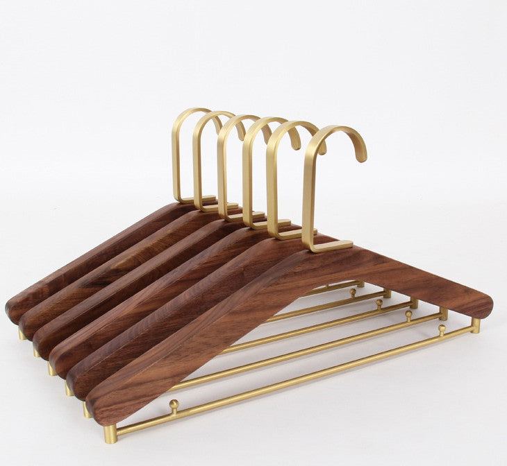 Black Walnut Solid Wood Brass Clothes Support Non-Slip Coat Hanger - Mubimart -  