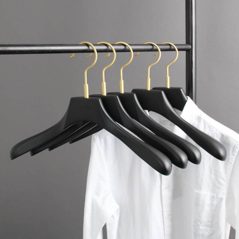 Black Walnut Solid Wood Brass Clothes Support Non-Slip Coat Hanger - Mubimart