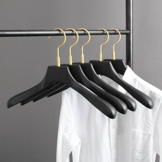 Black Walnut Solid Wood Brass Clothes Support Non-Slip Coat Hanger - Mubimart