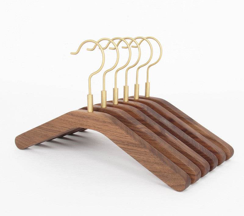Black Walnut Solid Wood Brass Clothes Support Non-Slip Coat Hanger - Mubimart