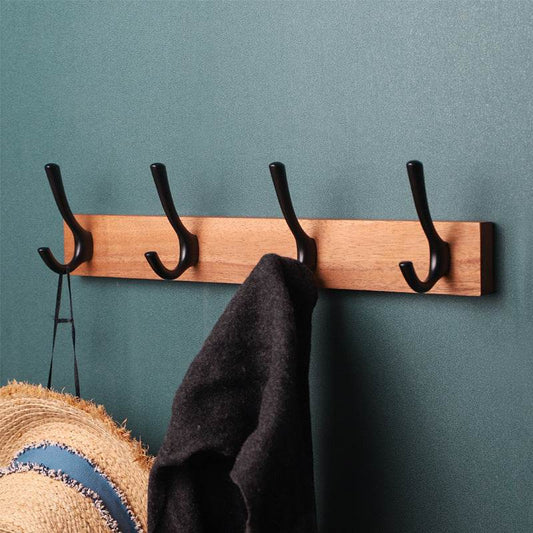 Black Walnut Wooden Clothes Hook American Country Four-Hook Door Rear Hook Row Hook - Mubimart