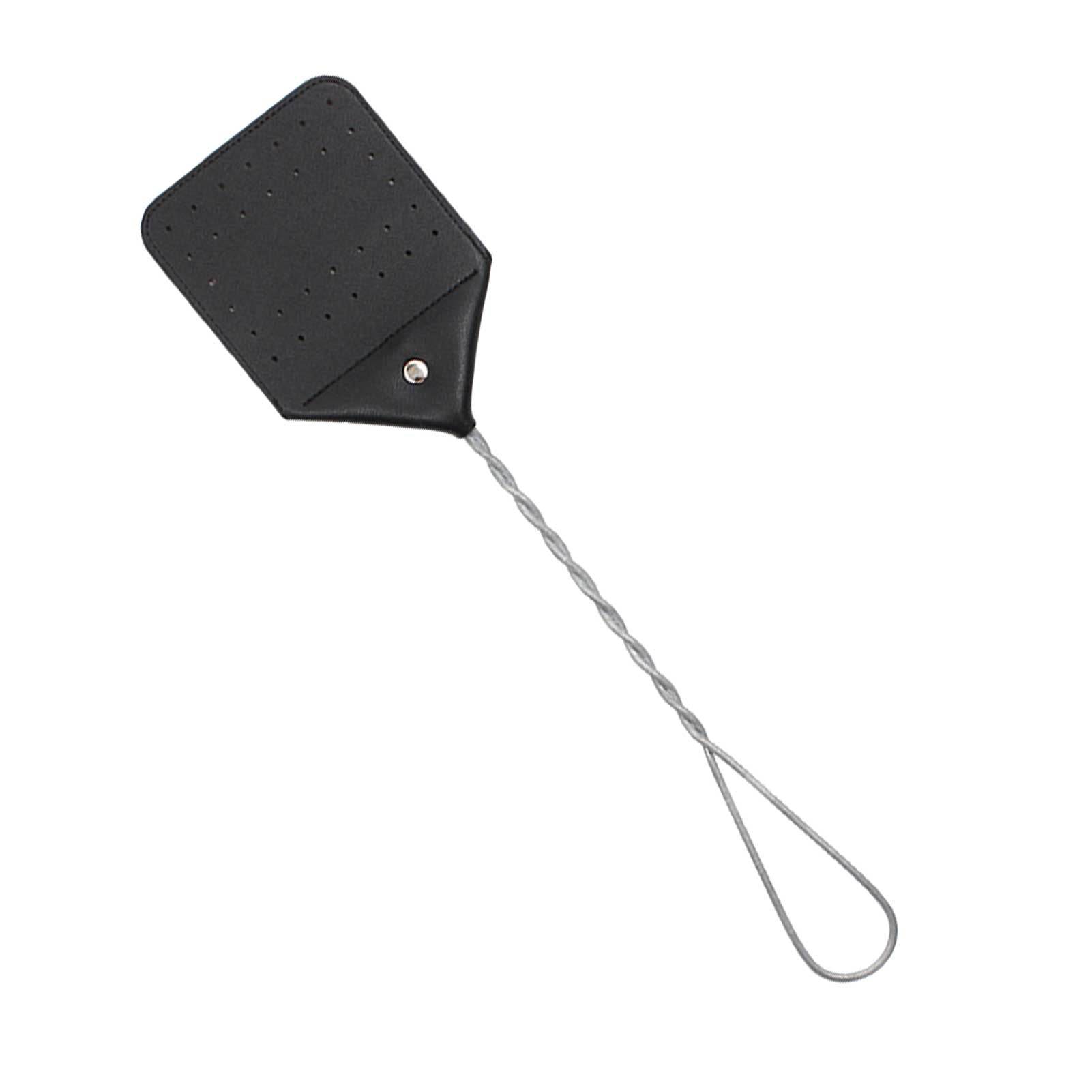 Black Wire Handle Leather Fly Swatter - Mubimart