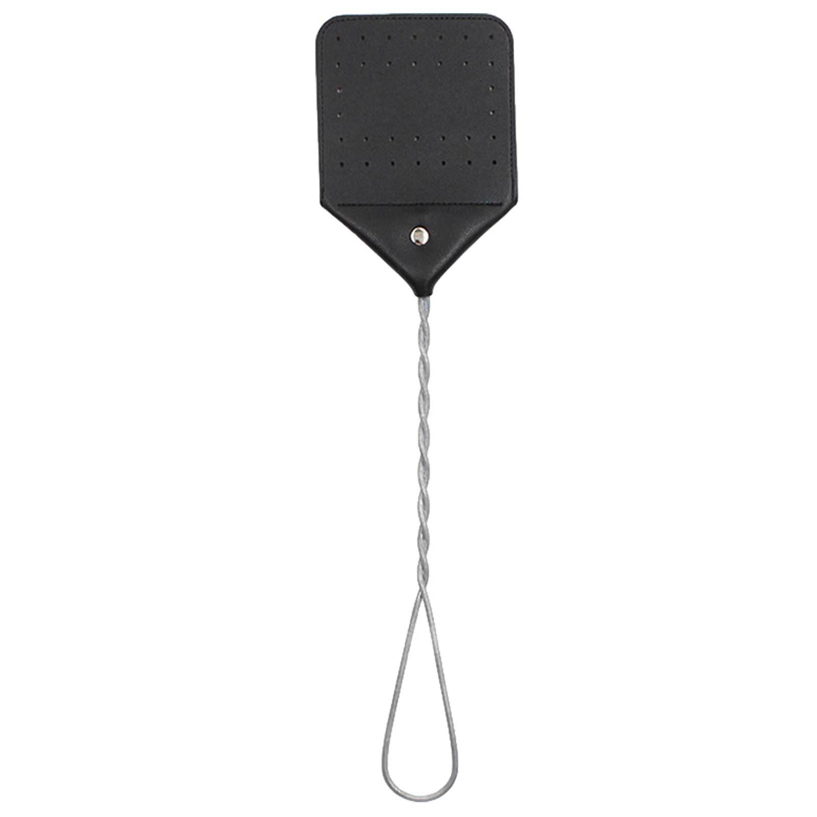 Black Wire Handle Leather Fly Swatter - Mubimart