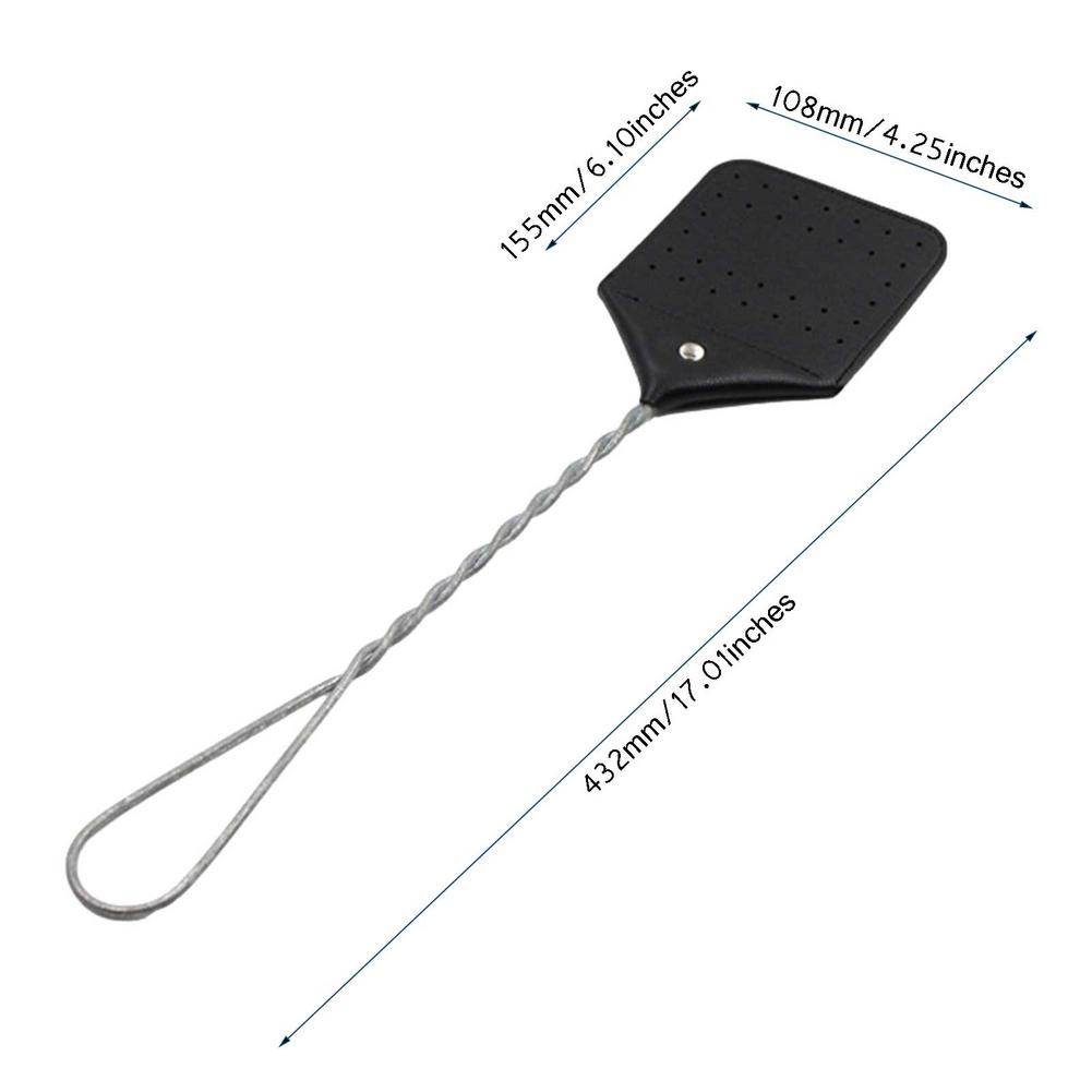 Black Wire Handle Leather Fly Swatter - Mubimart