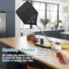 Black Wire Handle Leather Fly Swatter - Mubimart -  