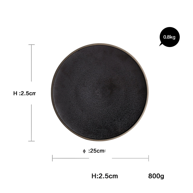 Black crystal large plate ceramic plate home dessert plate round flat plate - Mubimart -  