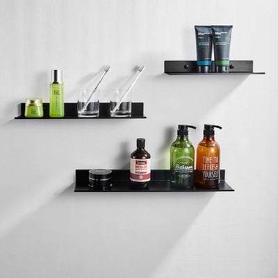 Black non-perforated bathroom shelf - Mubimart