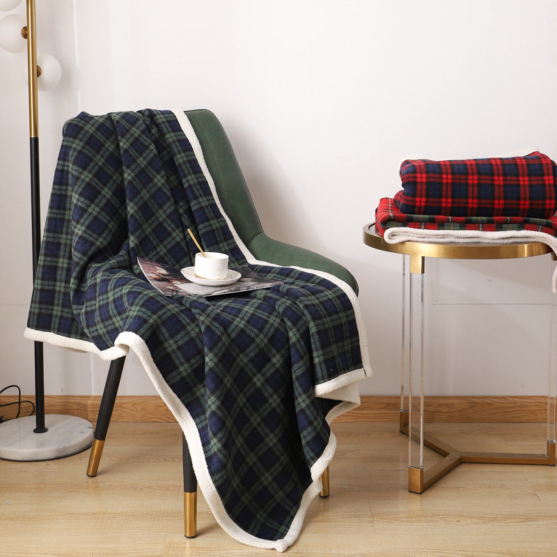 Blanket Lambswool Plaid Plain Cover Blanket Nap Blanket Nap Blanket - Mubimart -  