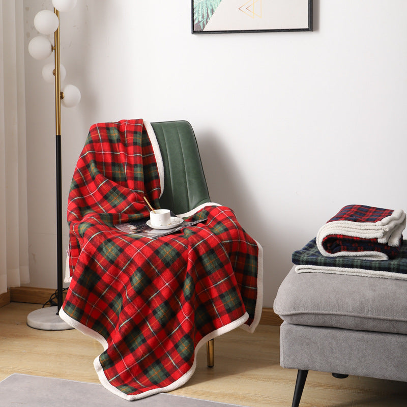 Blanket Lambswool Plaid Plain Cover Blanket Nap Blanket Nap Blanket - Mubimart -  