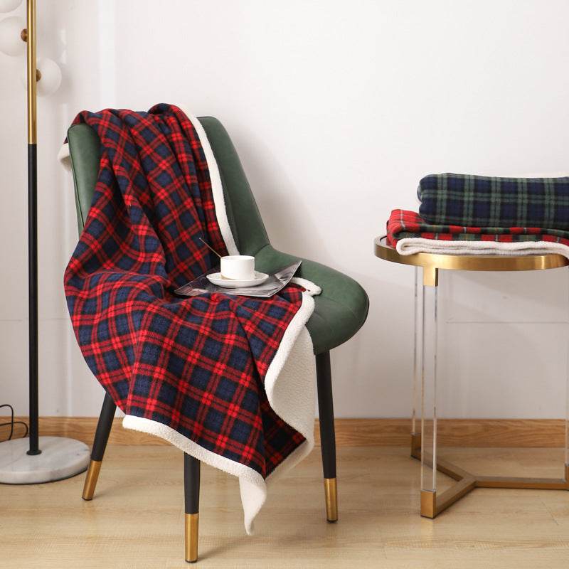 Blanket Lambswool Plaid Plain Cover Blanket Nap Blanket Nap Blanket - Mubimart