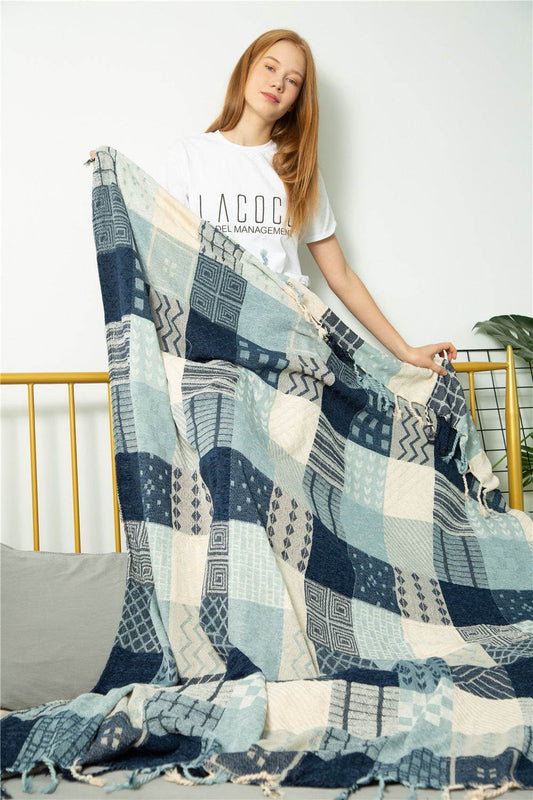 Blanket Sofa Blanket Fleece Blanket Plush Leisure Blanket Literary Cover Blanket - Mubimart