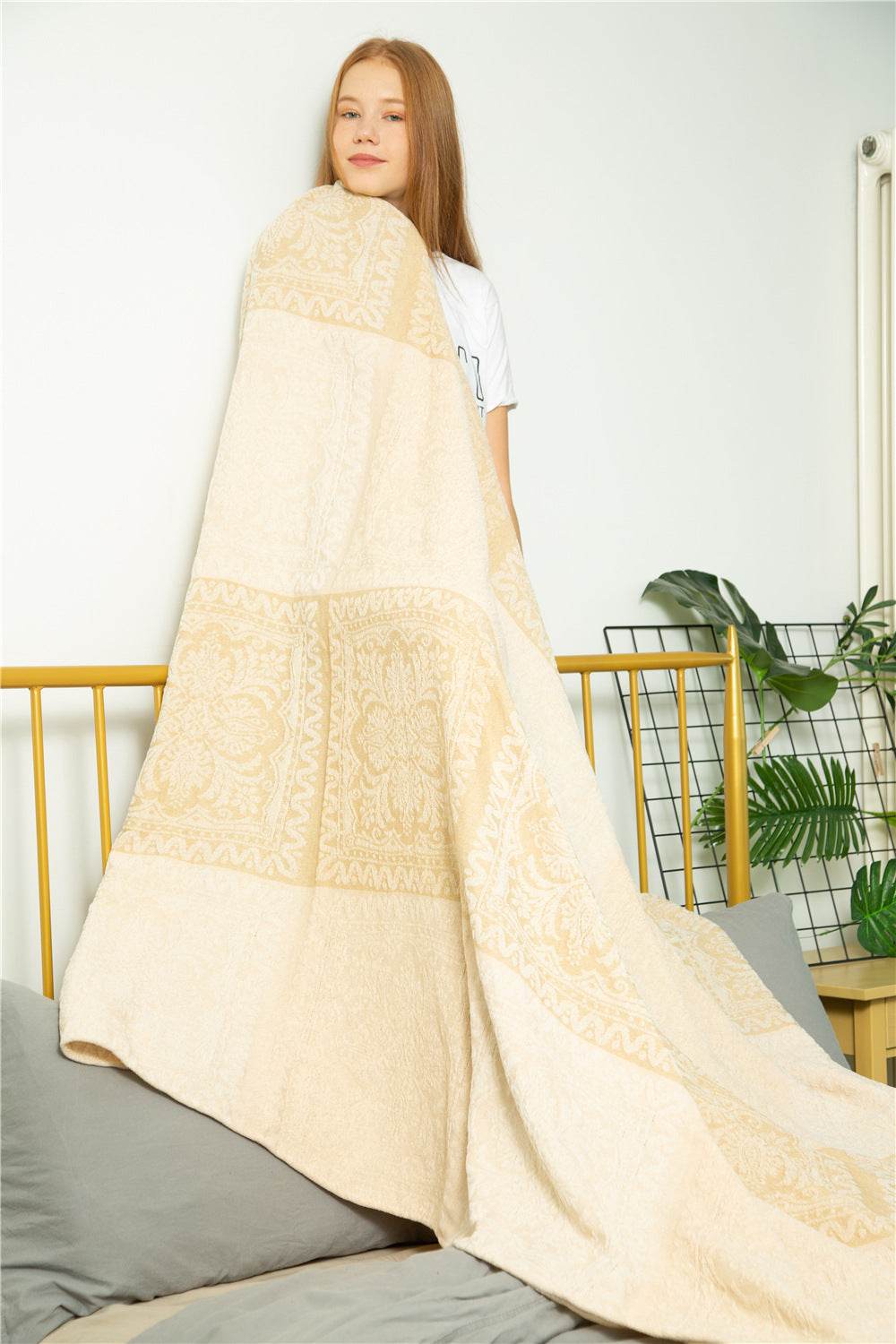 Blanket Sofa Blanket Fleece Blanket Plush Leisure Blanket Literary Cover Blanket - Mubimart