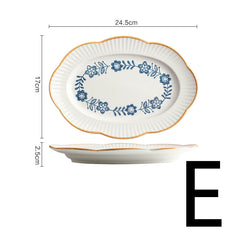 Blue And White Ceramic Tableware Lace Bowl And Plate Combination - Mubimart -  