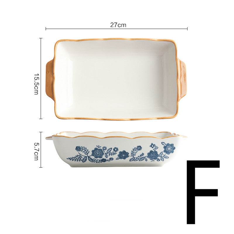 Blue And White Ceramic Tableware Lace Bowl And Plate Combination - Mubimart