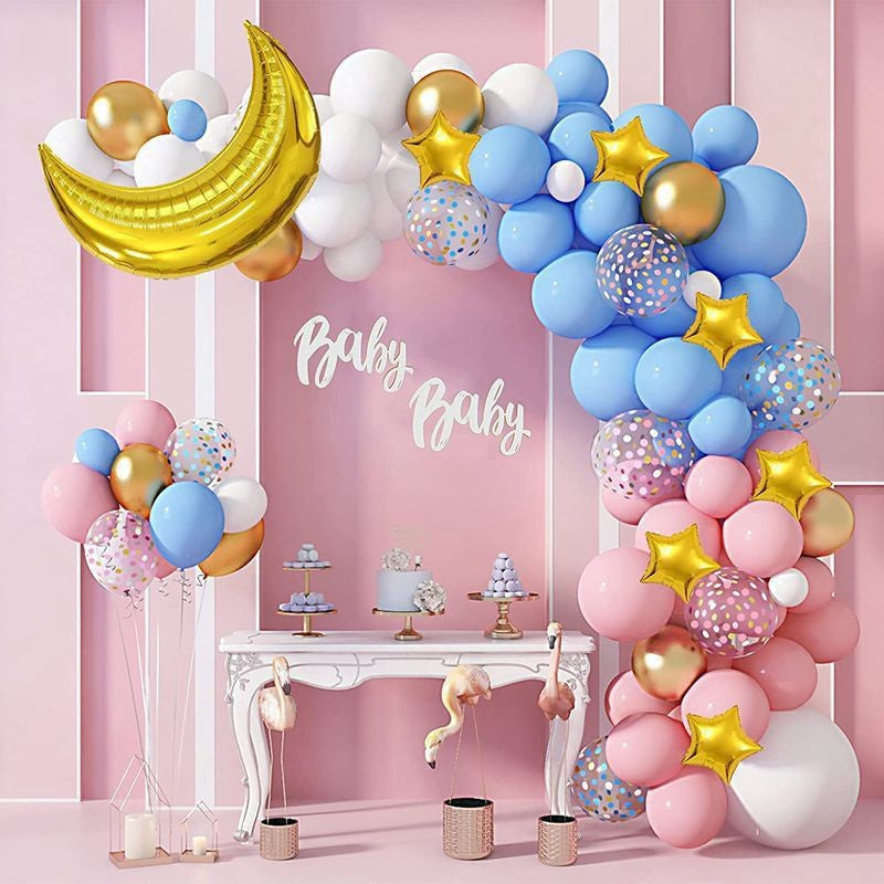 Blue Gender Reveal Theme Arch Balloon Chain Suit - Mubimart - Gender Reveal Party 