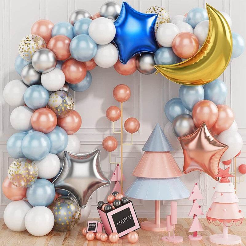 Blue Gender Reveal Theme Arch Balloon Chain Suit - Mubimart