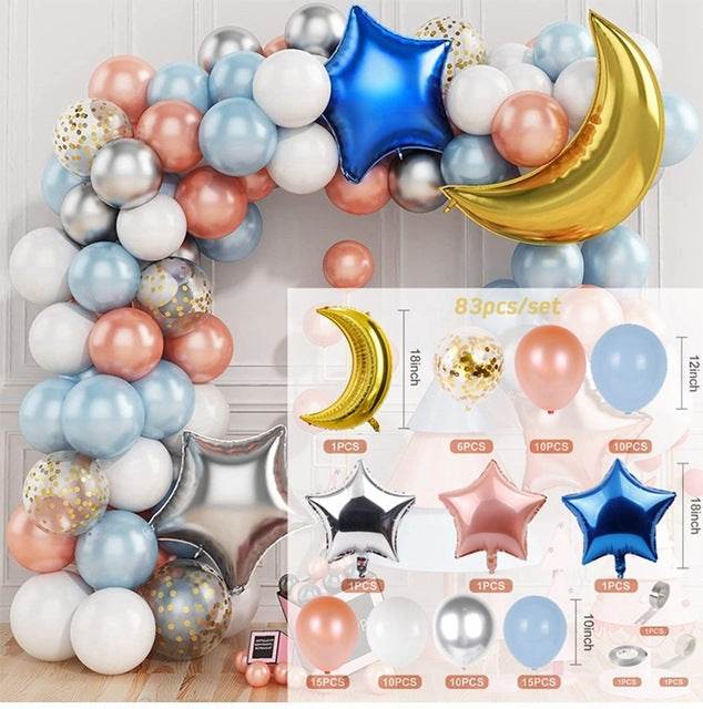 Blue Gender Reveal Theme Arch Balloon Chain Suit - Mubimart