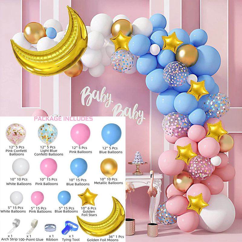 Blue Gender Reveal Theme Arch Balloon Chain Suit - Mubimart